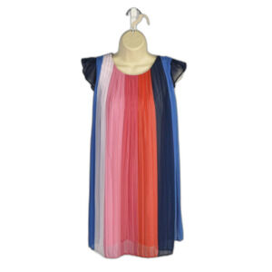 Girls All over Color-block Pleated Striped A-Line Chiffon Dress Size 12/14